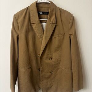 Zara Tan Double-Breasted bBazer